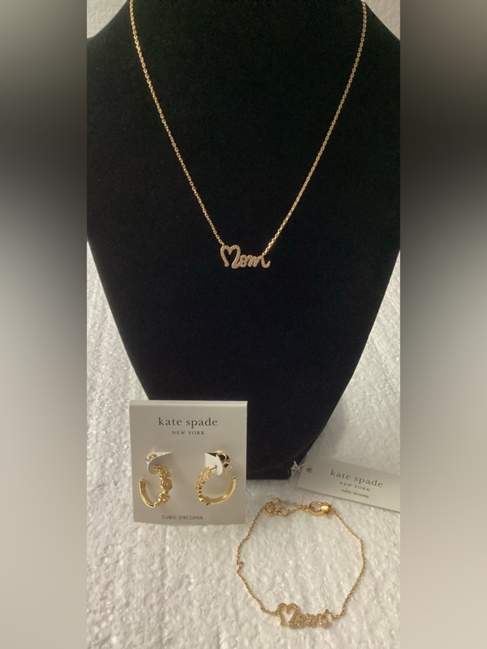 kate spade Gold 'Mom' Nameplate Necklace, Bracelet and Earrings Set